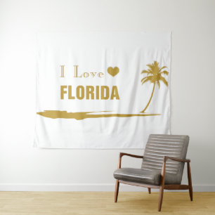 I Love Florida Gold Tapestry