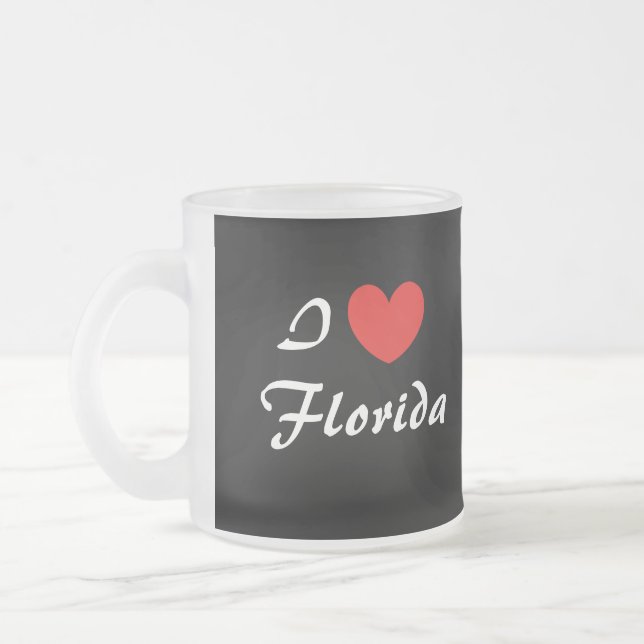 I Love Florida Typography Frosted Coffee Mug (Left)