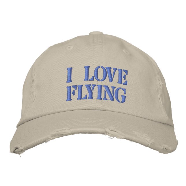 I LOVE FLYING EMBROIDERED HAT (Front)
