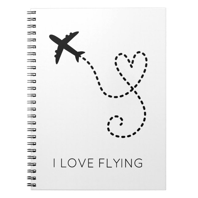 I Love Flying Heart Aeroplanes Pilot Flight Fun  Notebook (Front)