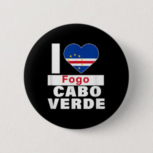 I Love Fogo Cabo Verde With Cape Verde Flag Heart 6 Cm Round Badge
