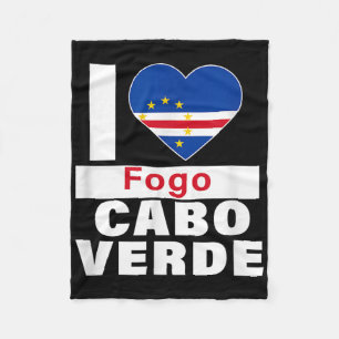 I Love Fogo Cabo Verde With Cape Verde Flag Heart  Fleece Blanket