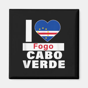 I Love Fogo Cabo Verde With Cape Verde Flag Heart Magnet