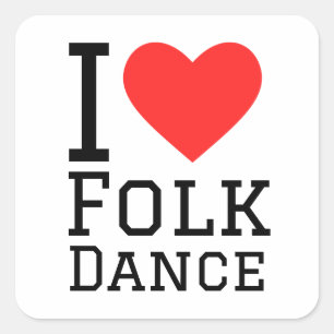I love folk dance square sticker