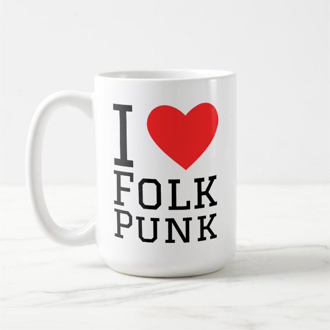 I love folk punk square sticker coffee mug (Left)