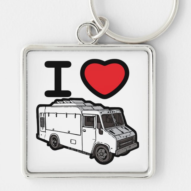 I Love Food Trucks! Key Ring (Front)