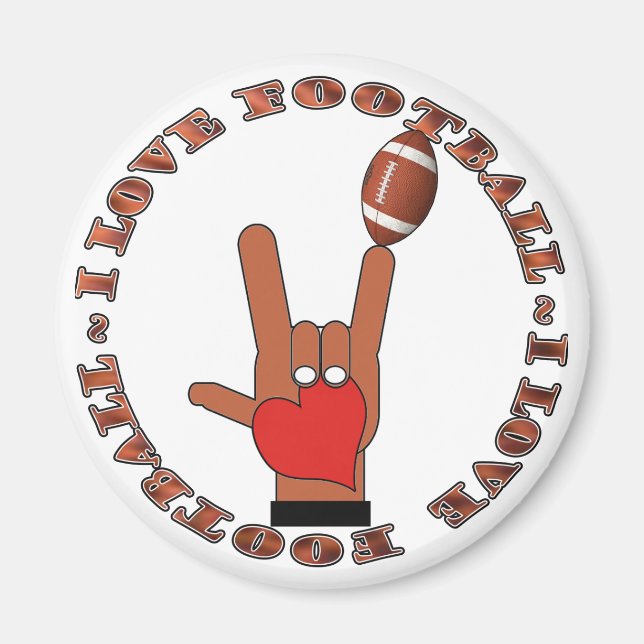 I Love Football ASL SIGN Magnet (Front)