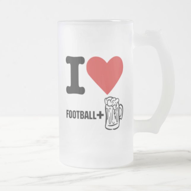 I love-football-beer frosted glass beer mug (Right)