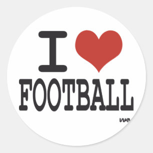 I LOVE FOOTBALL CLASSIC ROUND STICKER