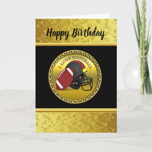 I love football with a football and helmet card (Front)