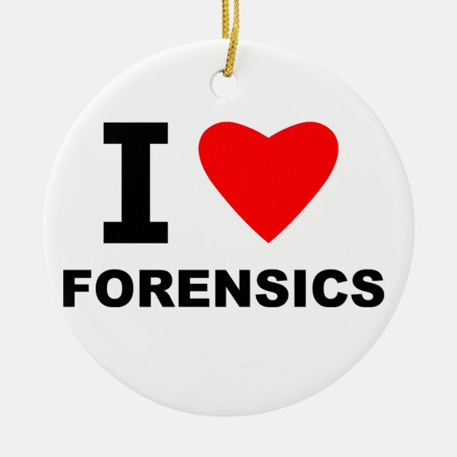 I Love Forensics Ceramic Tree Decoration (Front)