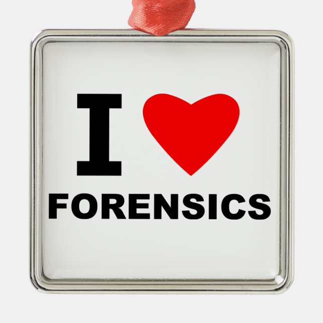 I Love Forensics Metal Tree Decoration (Front)