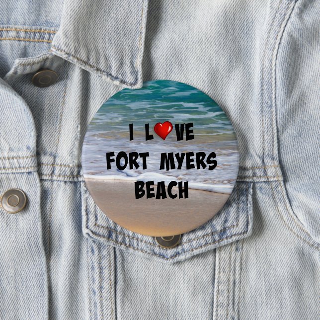 I Love Fort Myers Beach 10 Cm Round Badge (In Situ)