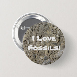 I Love Fossils! (Fossil Hash Print) 6 Cm Round Badge