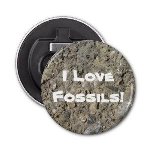 I Love Fossils! (Fossil Hash Print) Bottle Opener