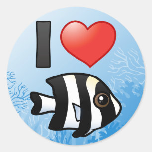 I Love Four Stripe Damselfish Classic Round Sticker