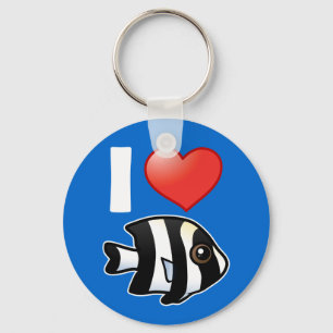I Love Four Stripe Damselfish Key Ring