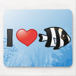 I Love Four Stripe Damselfish Mouse Mat