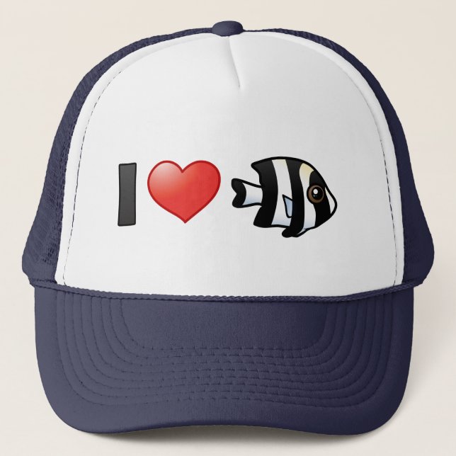 I Love Four Stripe Damselfish Trucker Hat (Front)