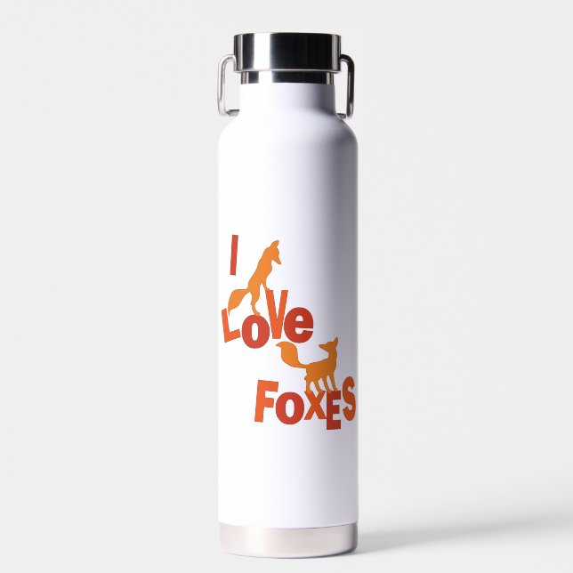 I Love Foxes Water Bottle (Front)