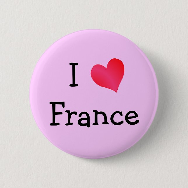 I Love France 6 Cm Round Badge (Front)