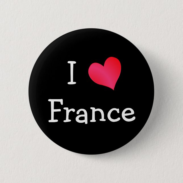 I Love France 6 Cm Round Badge (Front)