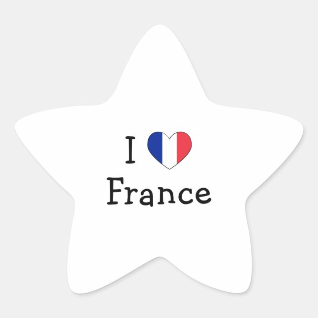 I Love France Star Sticker (Front)