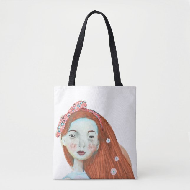 I love freckles tote bag cute red head girl (Front)