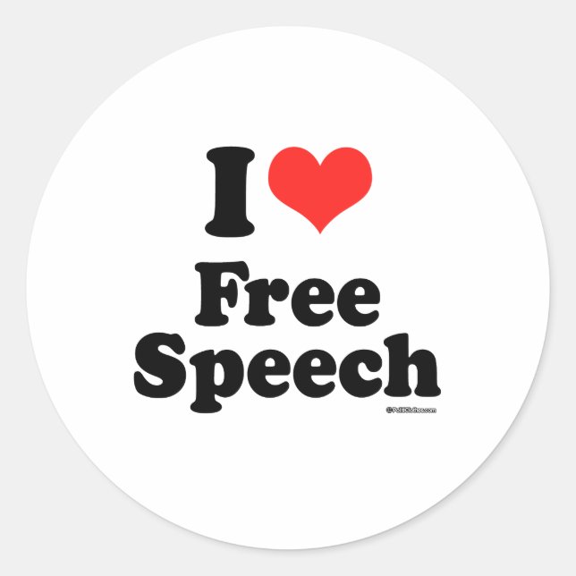 I LOVE FREE SPEECH CLASSIC ROUND STICKER (Front)