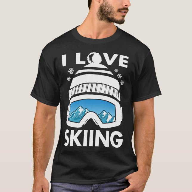 I Love Freestyle Skiing Googles Ski Poles Goggles  T-Shirt (Front)