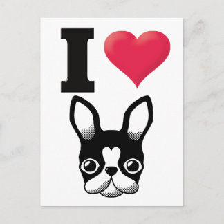 I Love French Bulldog/Boston Terrier Postcard