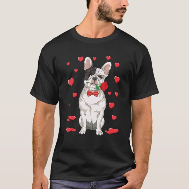 I Love French Bulldog Heart Valentines Day Funny D T-Shirt (Front)