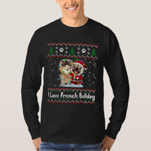 I Love French Bulldog Wear Santa Suit Christmas Fa T-Shirt