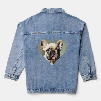 I LOVE FRENCH BULLDOGS! A FRENCH BULLDOG IN HEART DENIM JACKET