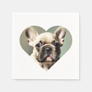 I LOVE FRENCH BULLDOGS! A FRENCH BULLDOG IN HEART NAPKIN