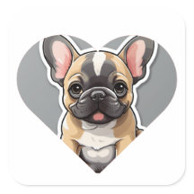 I LOVE FRENCH BULLDOGS Cute Cartoon Puppy in Heart