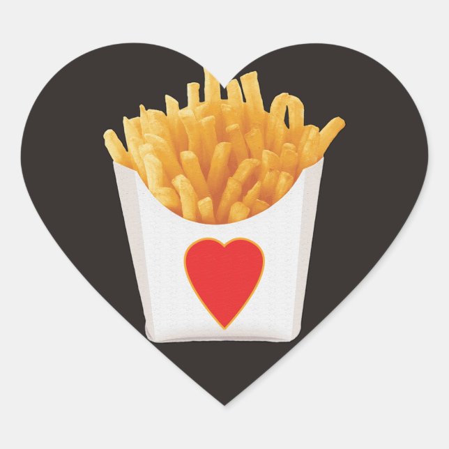 I Love French Fries Heart Sticker (Front)