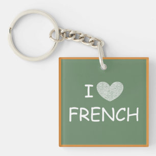 I Love French Key Ring