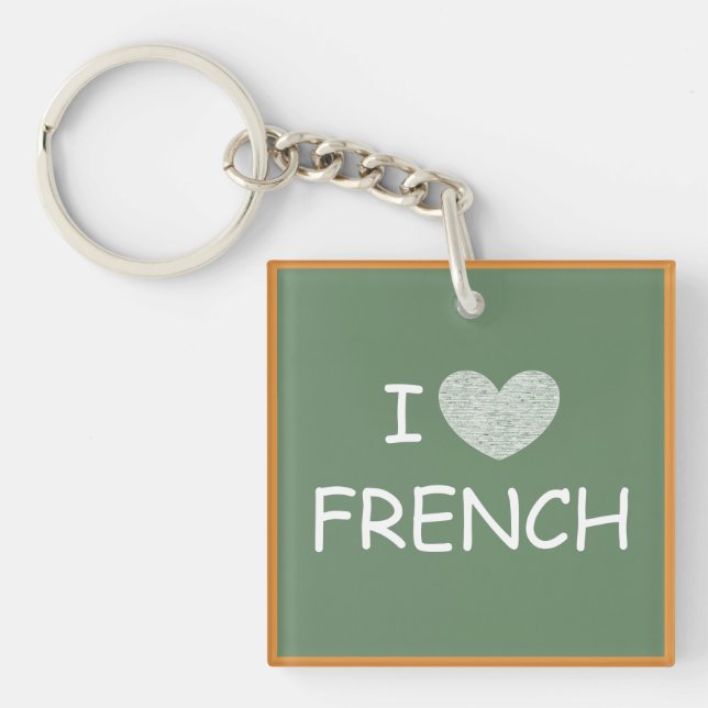 I Love French Key Ring (Front)