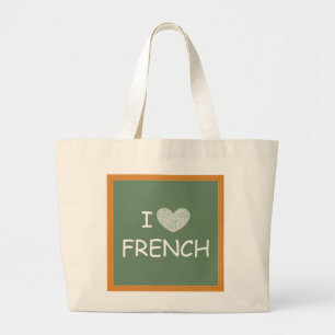 I Love French Large Tote Bag