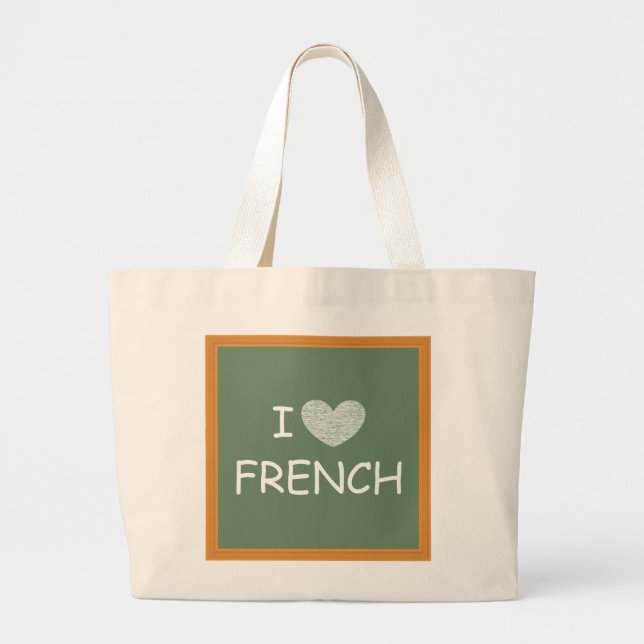 I Love French Large Tote Bag (Front)