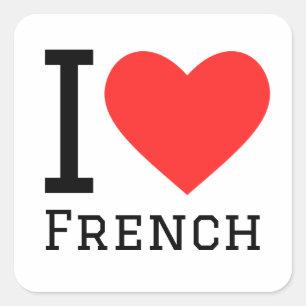I love French Square Sticker