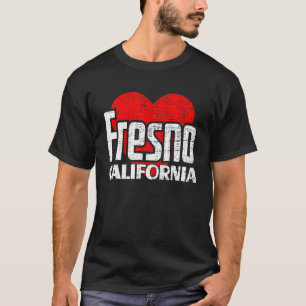 I Love Fresno California Retro Big Heart Fresno Va T-Shirt
