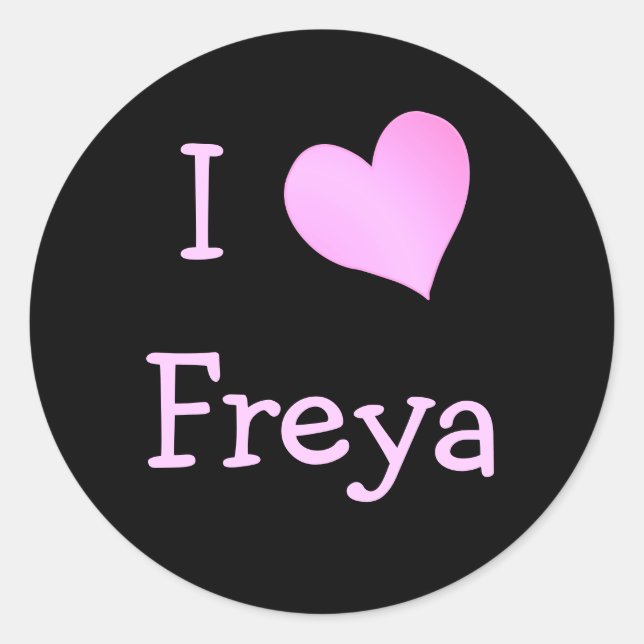 I Love Freya Classic Round Sticker (Front)