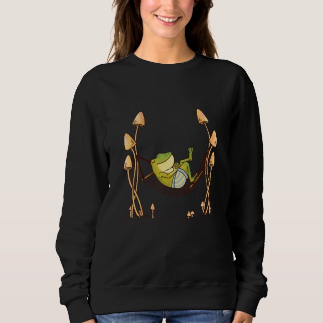 I Love Frogs Cute Chill Frog Hammock Sweatshirt (Front)