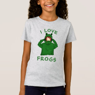 I Love Frogs Cute Girl in Green Frog Hoodie T-Shirt