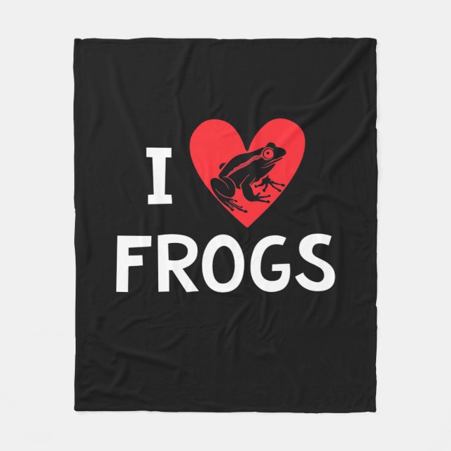 I Love Frogs Fleece Blanket (Front)