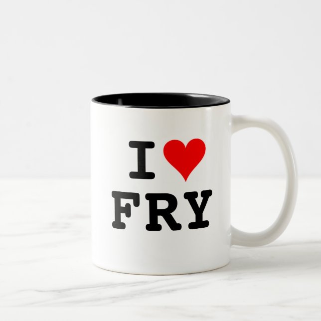 I Love FRY Coffee Mug (White/Black) (Right)