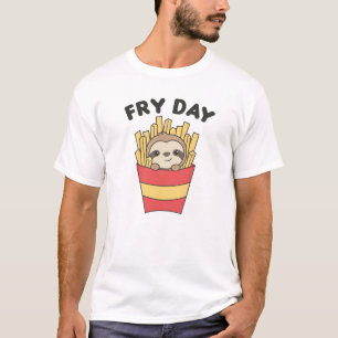 I Love Fry Day Funny Sloth French Fries Friday T-Shirt