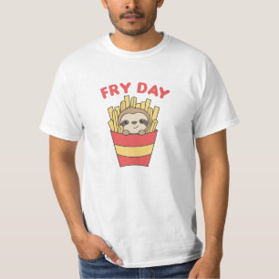 I Love Fry Day Funny Sloth French Fries Friday T-Shirt